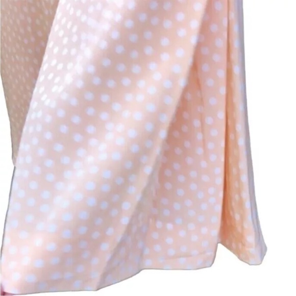 🇫🇷 Vtg 80s 90s Alan Austin Silk Polka Dot Peach Pink Trumpet Hem Midi Skirt | M - Picture 7 of 13